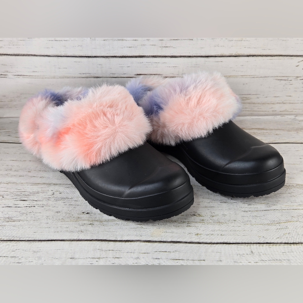 Hunter Faux Fur Tie Dye Slip-On Clogs Women's Size 6